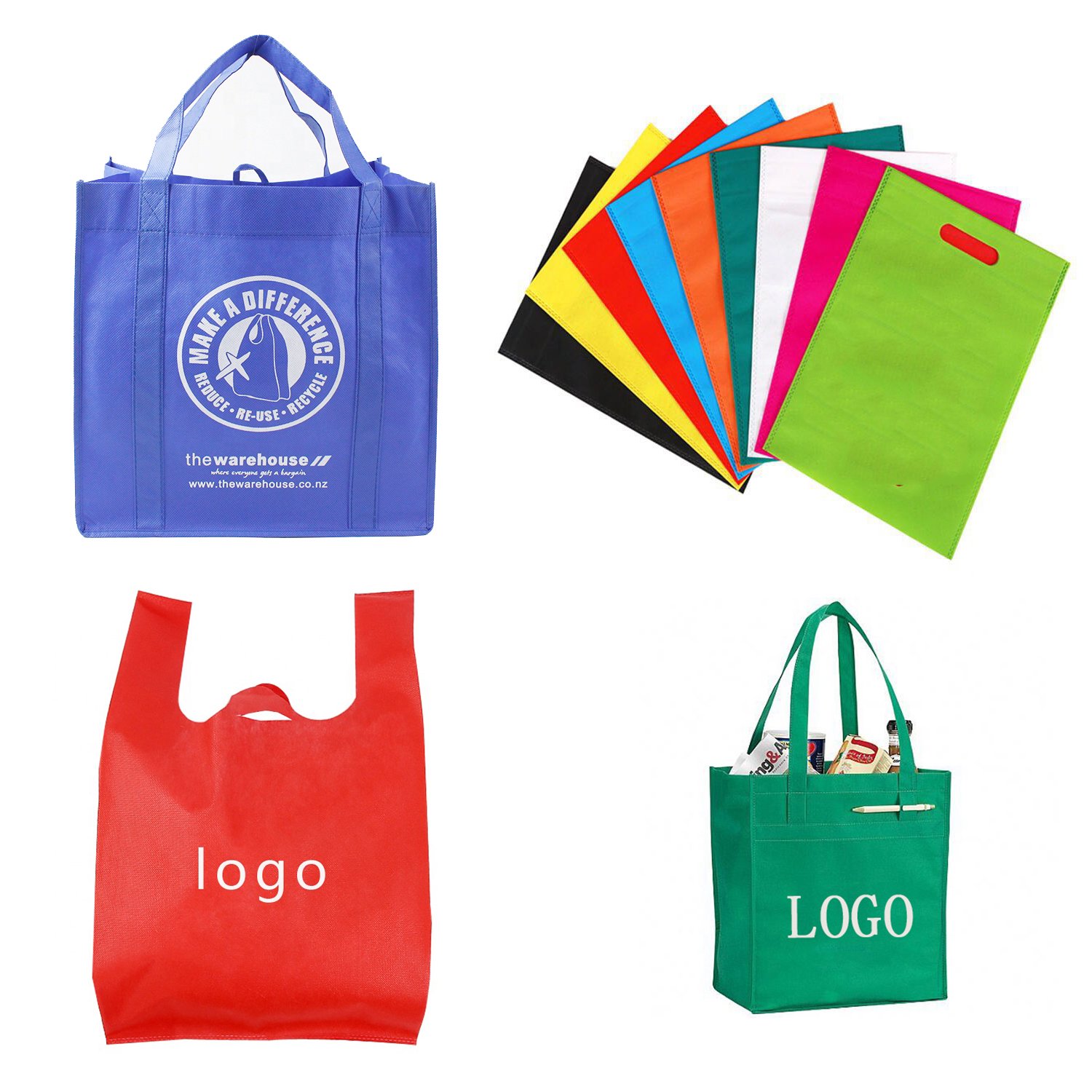 Custom Tote Bags Recyclable Grocery Nonwoven Shopping Bags
