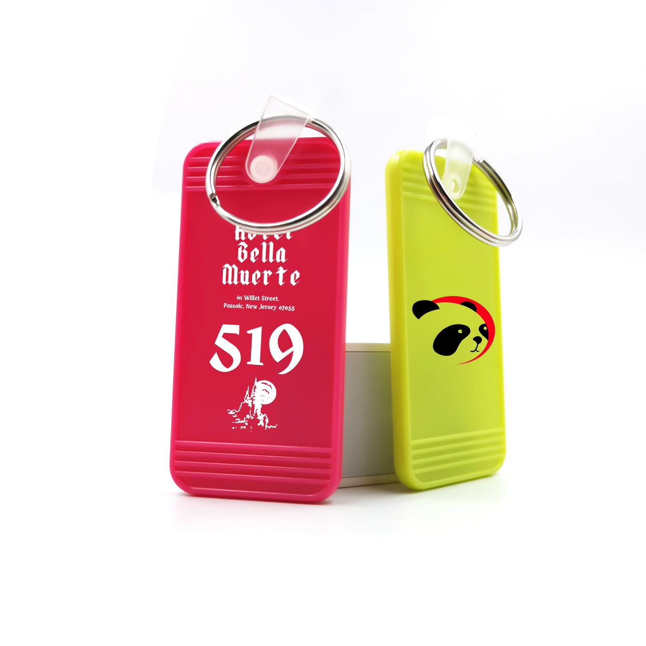 Rectangle Custom Plastic Keychain Hotel Key Tags