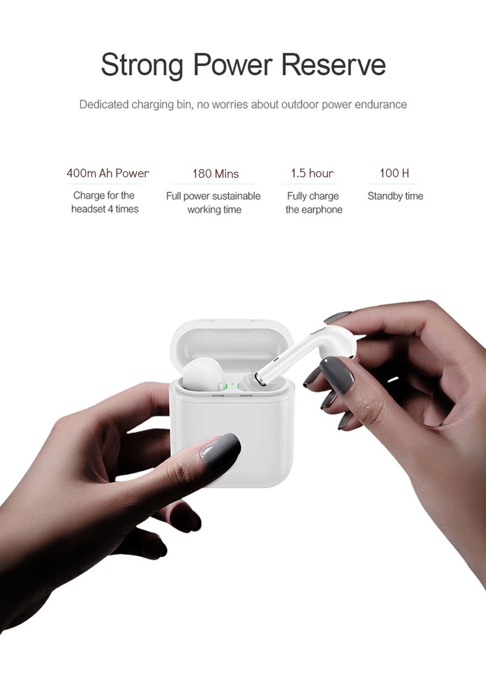 Custom Logo Wireless Earbuds BT4.1 Wireless Earpods with Charging case for Huawei iPhone