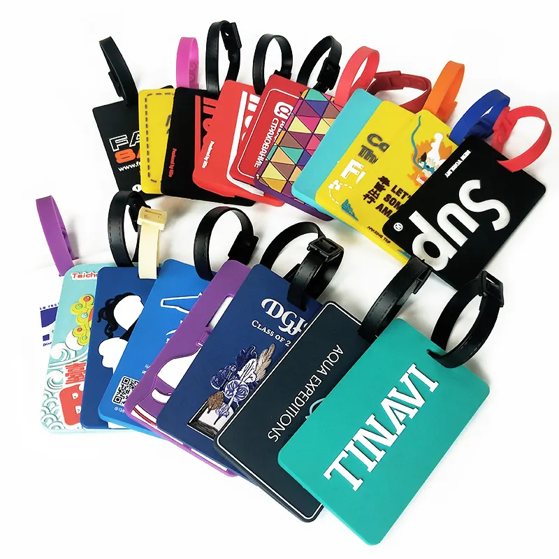 Custom Rectangle Silicone Luggage Tag Logo Embossed Rubber Tag