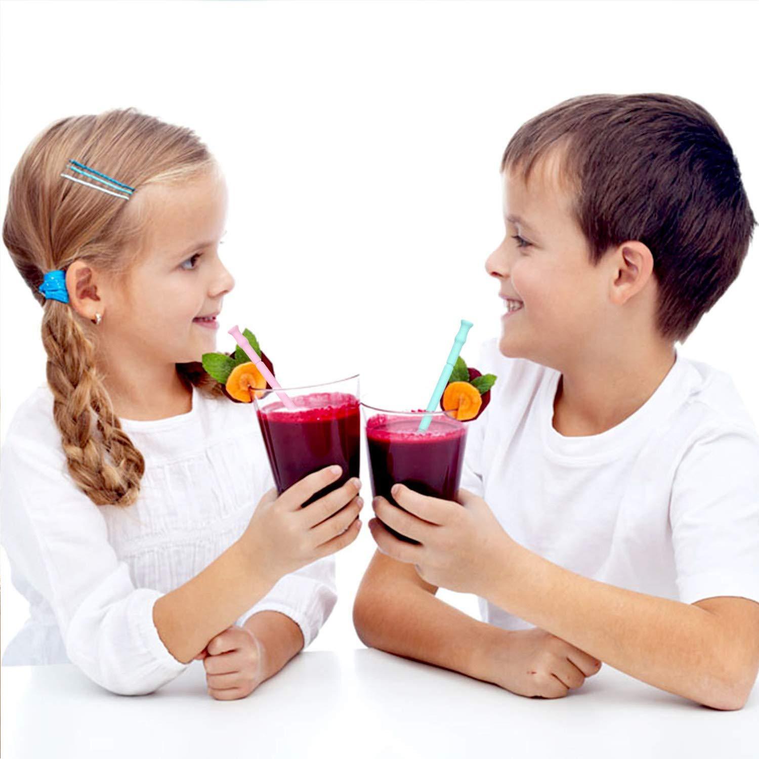 Wholesale Custom Logo Reusable Silicone Drinking Straws with Portable Case and Brush