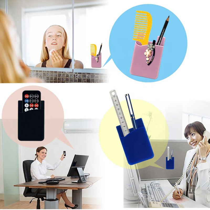 Custom Logo Phone Card Holder Dual Pocket Silicone Phone Wallet