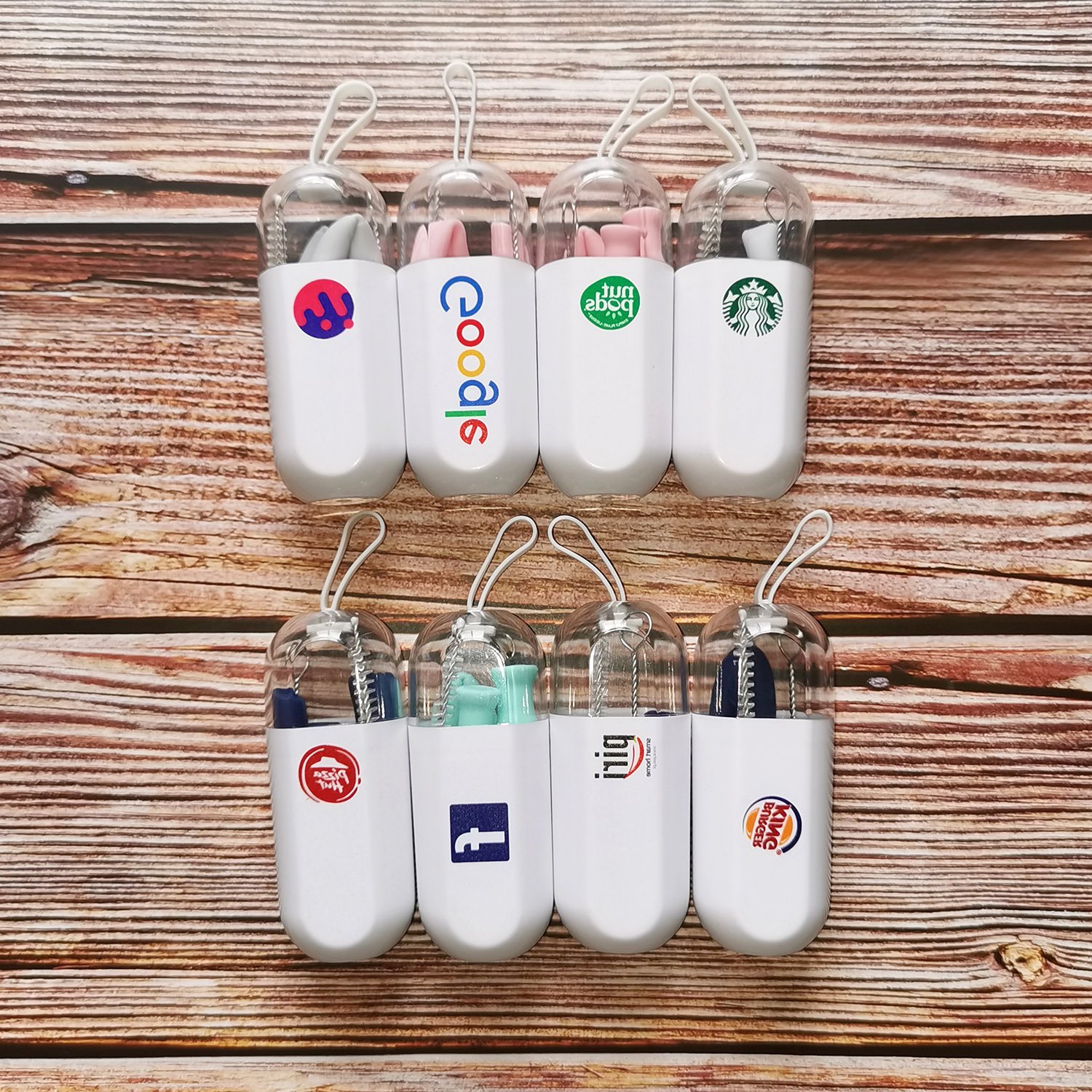 Wholesale Custom Logo Reusable Silicone Drinking Straws with Portable Case and Brush