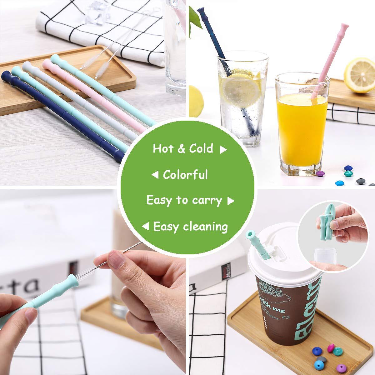 Wholesale Collapsible Silicone Straws Reusable Drinking Straw with Portable Case and Brush