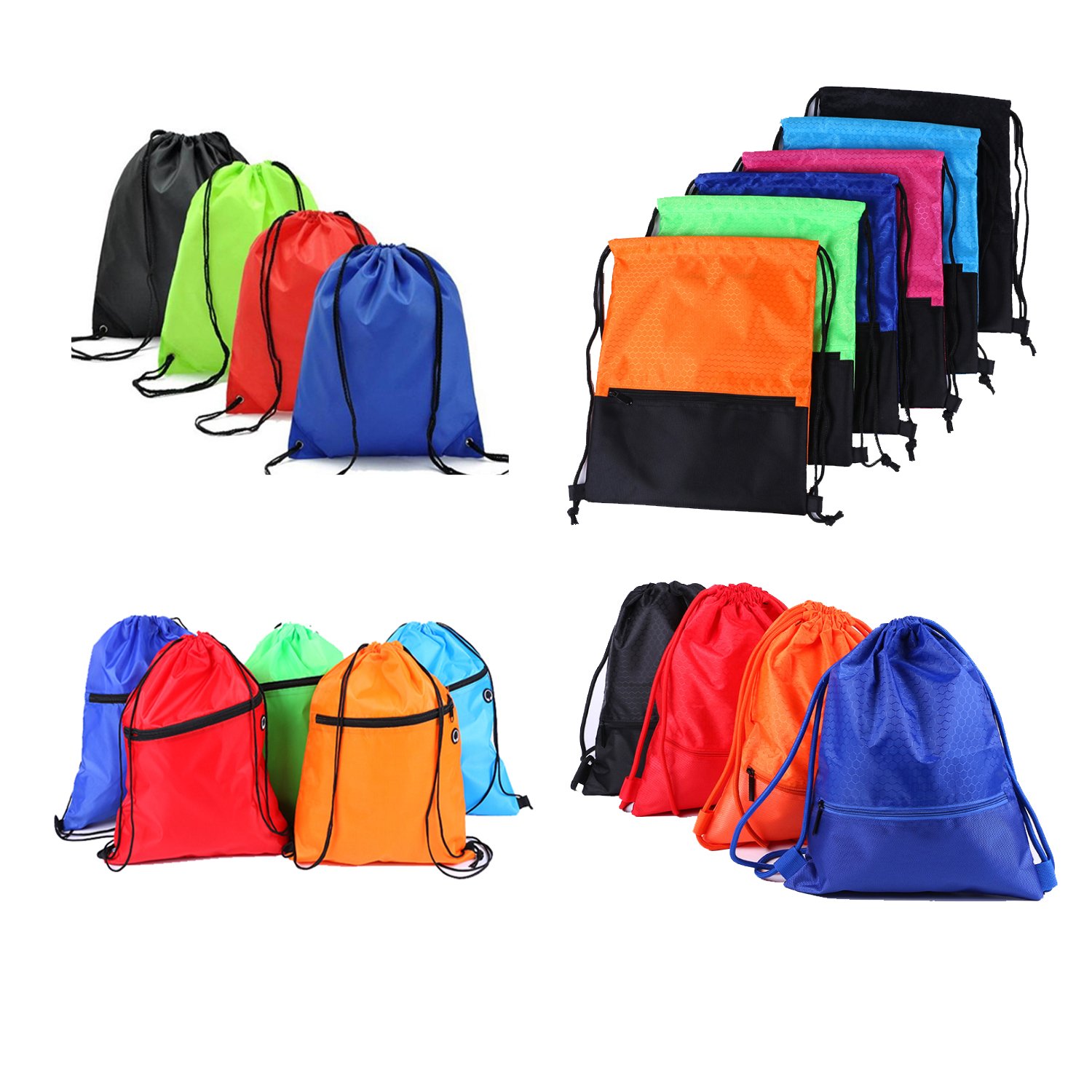 Printed Polyester Drawstring Bag Reusable Drawstring Backpacks