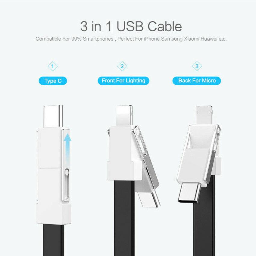 Portable 3 in 1 Charging Cable Custom Keychain Phone Charger Magnetic USB Cable 