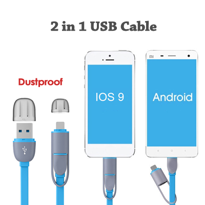Customized Micro USB Cable Retractable Usb Charging Cable 2 in 1 USB B/C Cable for iPhone, Android
