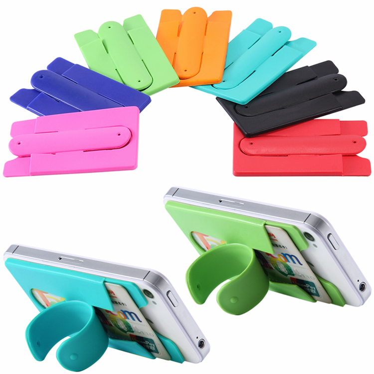 Custom Cell Phone Card Holder with Kickstand 2in1 Silicone Phone Wallet with Stand