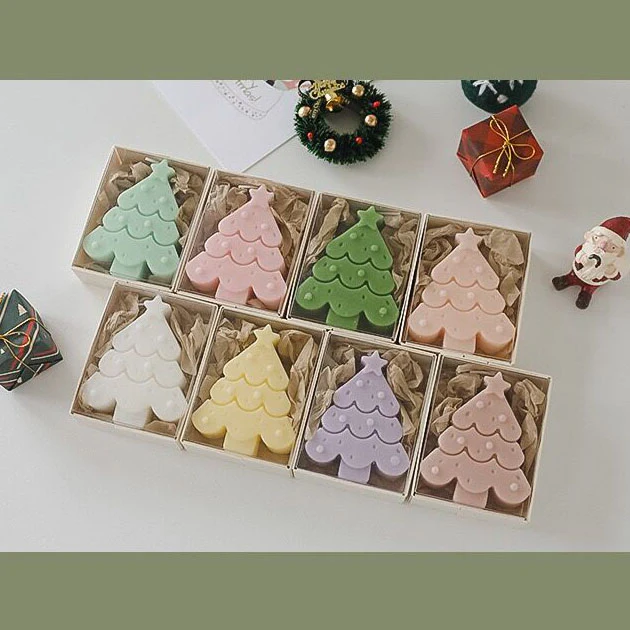 10 Pcs Handmade Christmas Tree Shaped Scented Candle