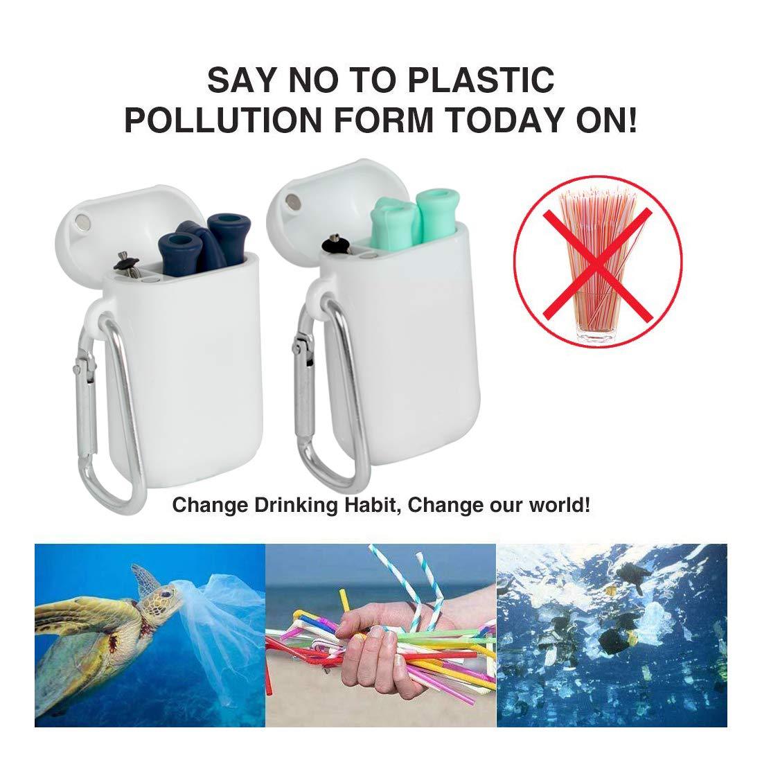 Factory Reusable Straw Custom Logo Collapsible Silicone Straws with Portable Case and Brush