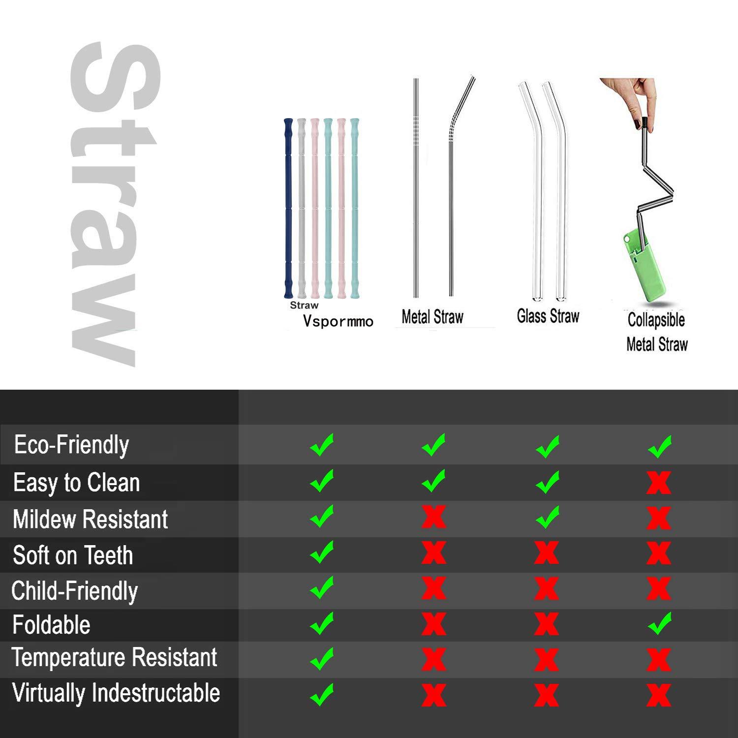 Wholesale Collapsible Silicone Straws Reusable Drinking Straw with Portable Case and Brush