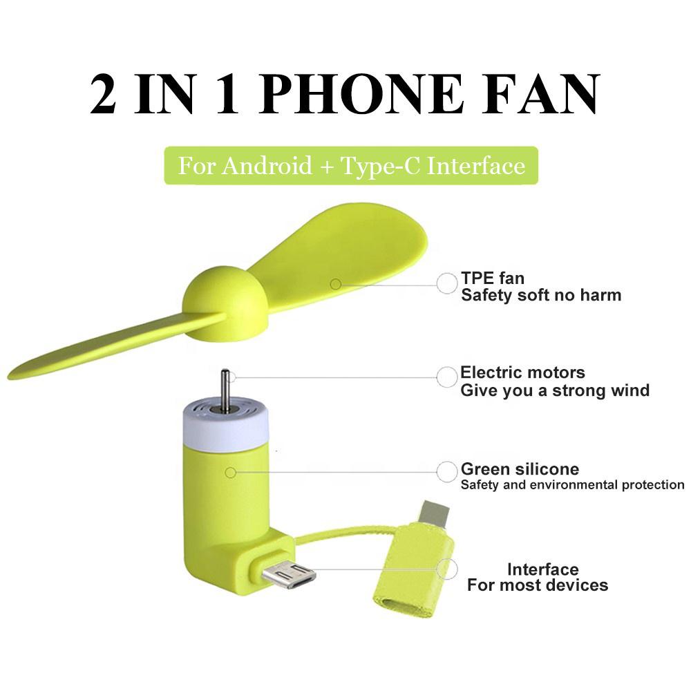 Custom Logo 2 in 1 Mini Fan For Android and Type-C Interface