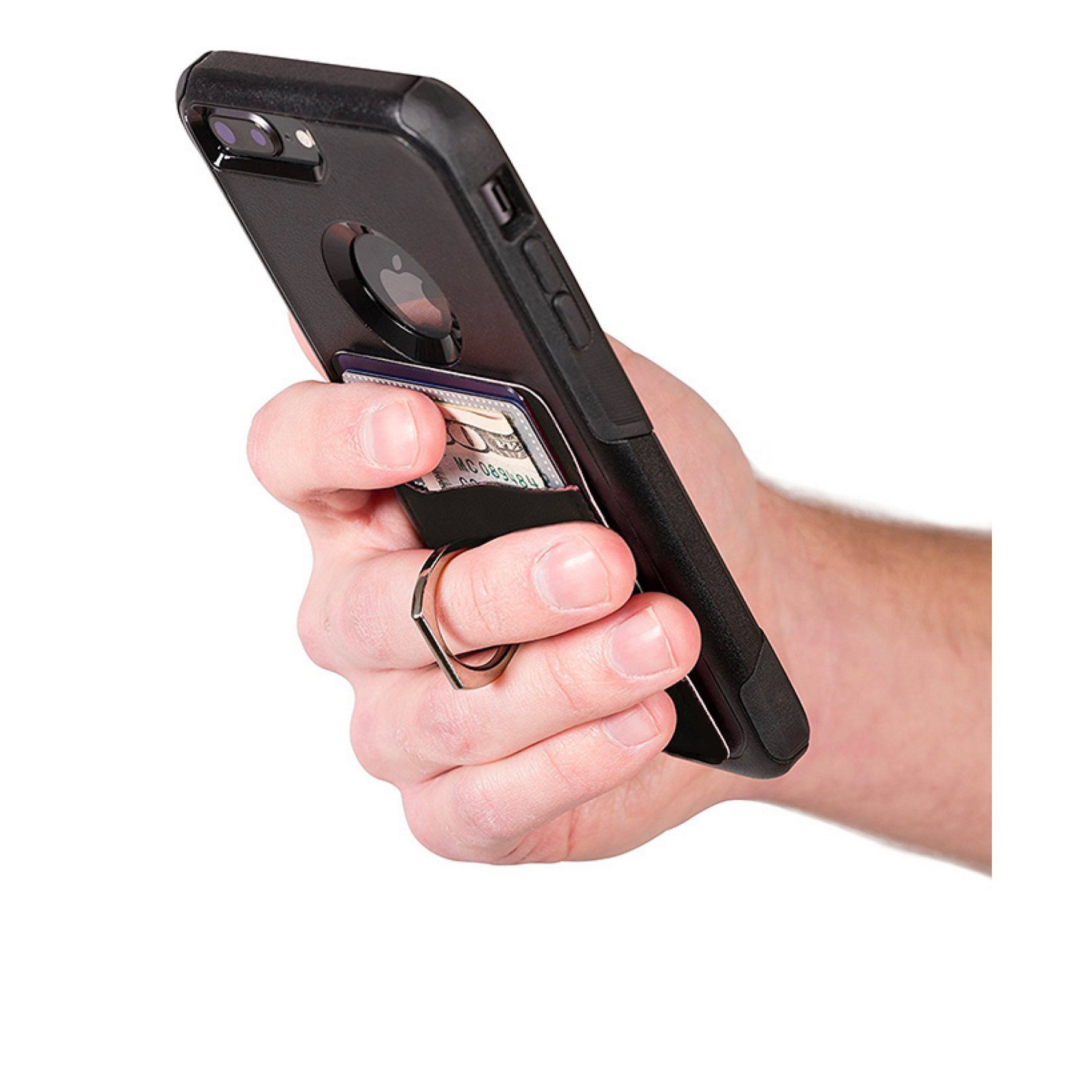 Custom Printed Phone Card Pocket Silicone Phone Wallet with Ring Grip Stand