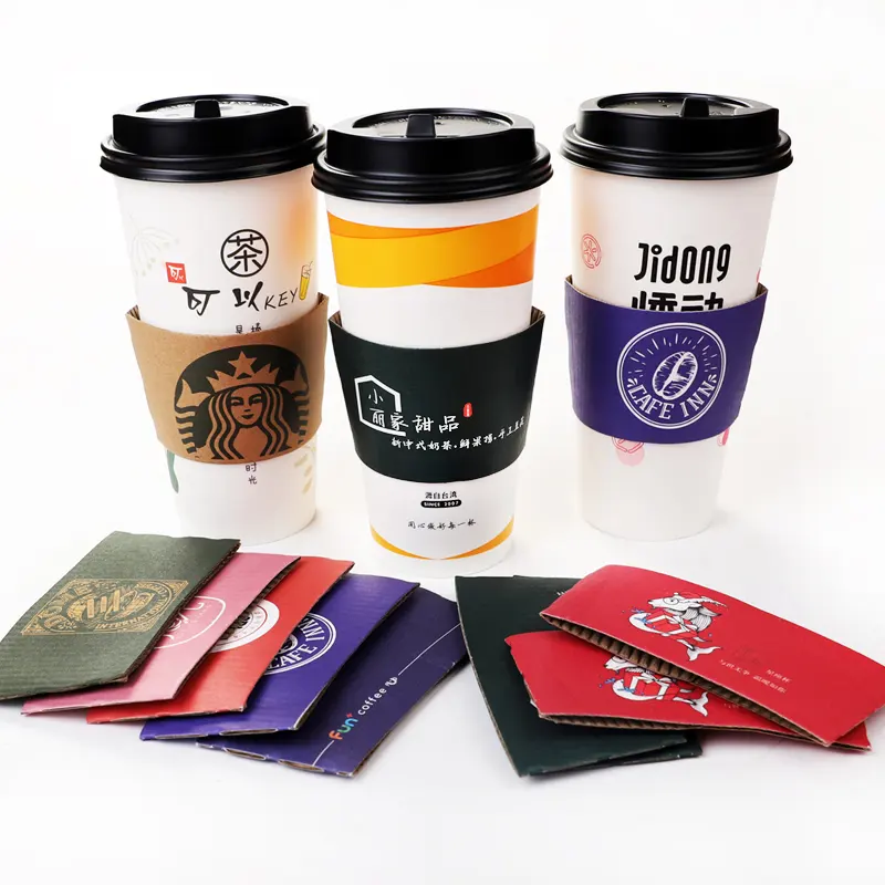 Custom Corrugated Paper Cup Sleeve Recycled Coffee Hot Cup Sleeves