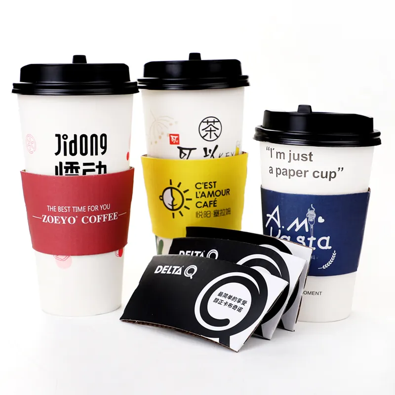 Custom Paper Cup Sleeve Reusable Personalized Coffee Cup Sleeves