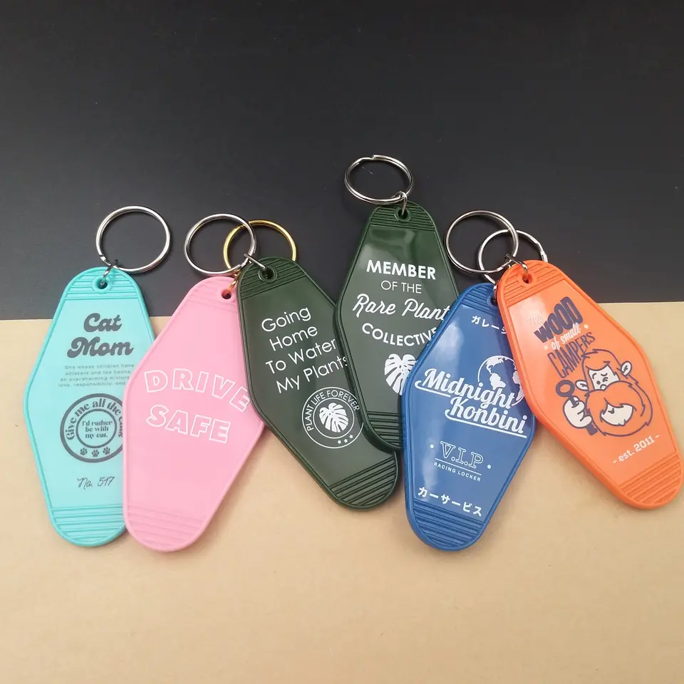 LOW MOQ Custom Plastic Keychain Hotel Key Tags