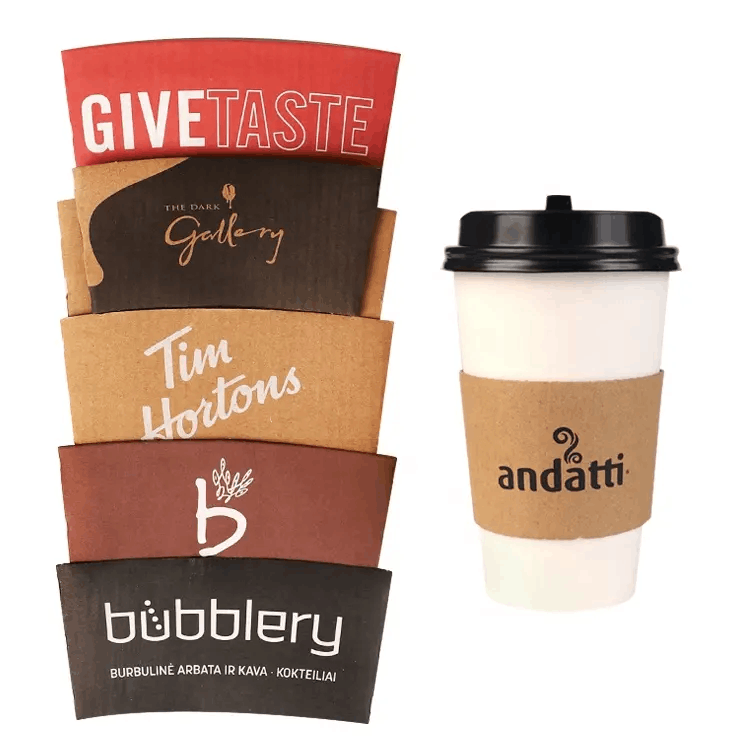 Custom Paper Cup Sleeve Reusable Personalized Coffee Cup Sleeves