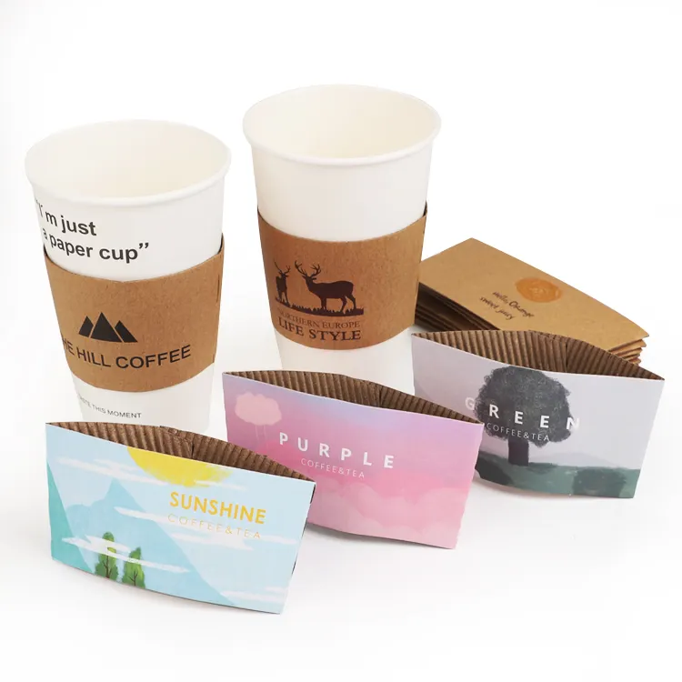 Custom Corrugated Paper Cup Sleeve Recycled Coffee Hot Cup Sleeves