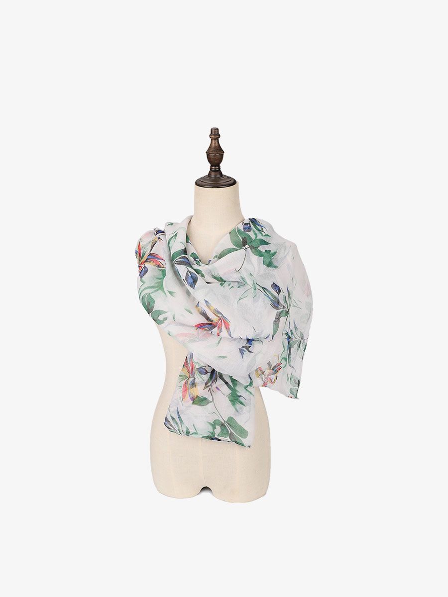 Vkoo Young chiffon floral scarf for women