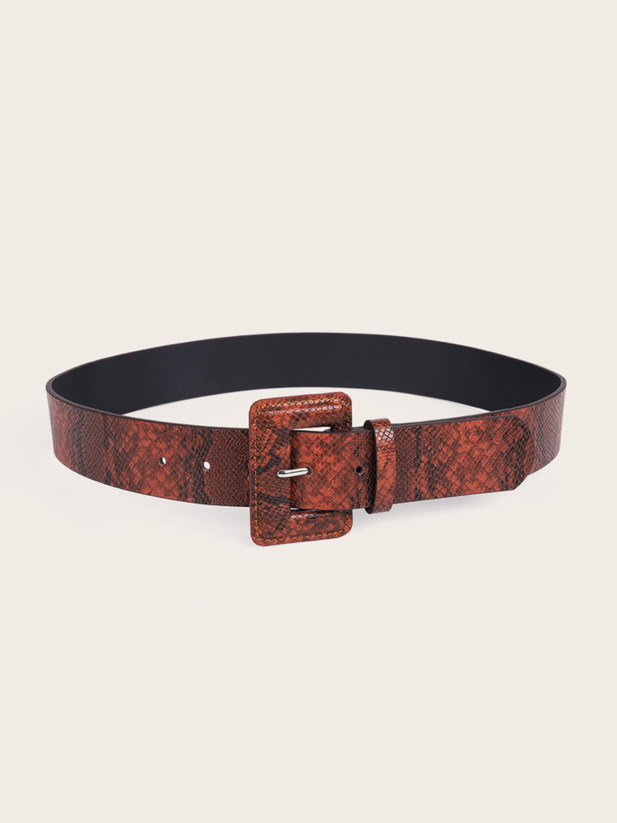 Rounded Buckle Leather Belt 