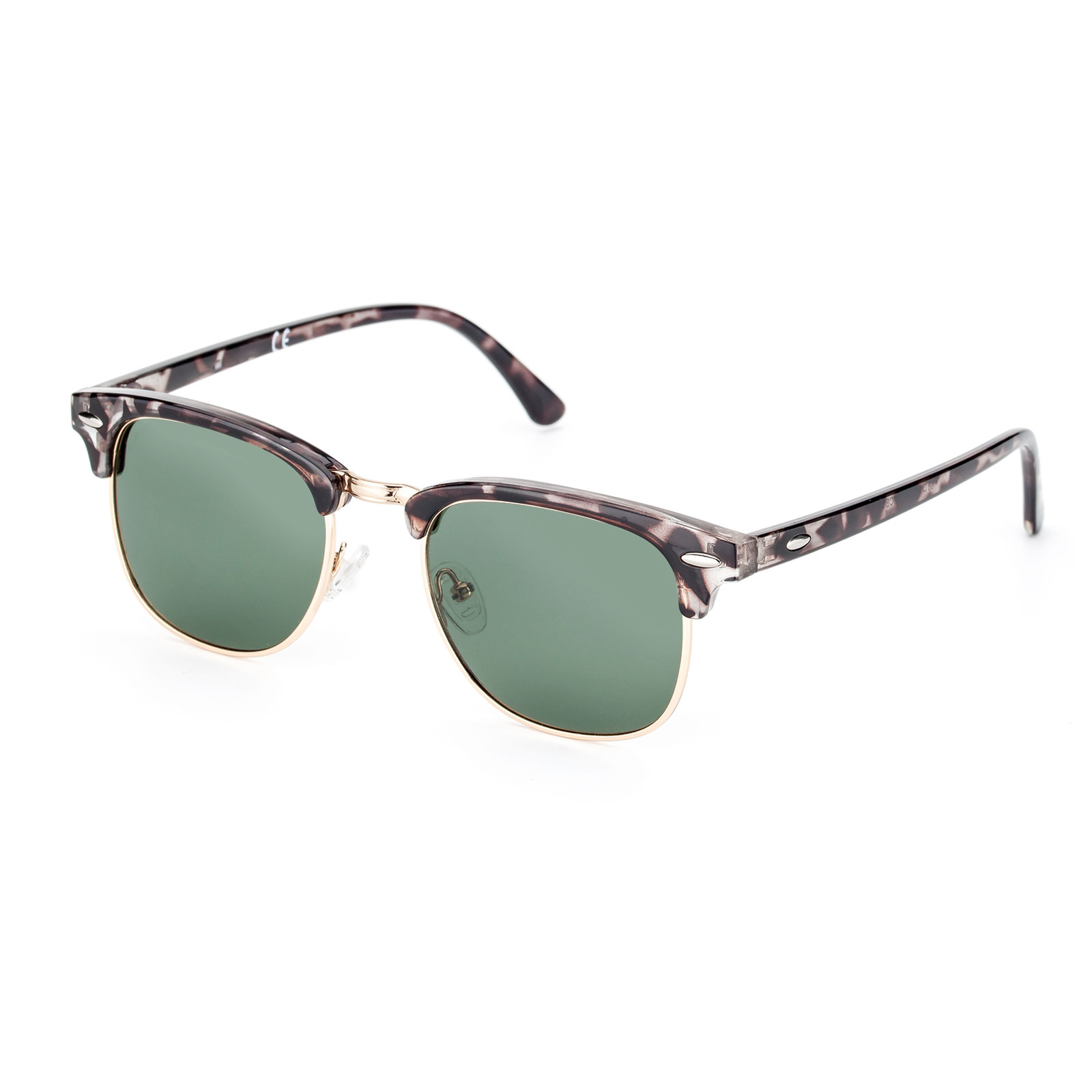 Retro Semi-rimless Horn Rim Sunglasses, Half Frame Vintage Shades