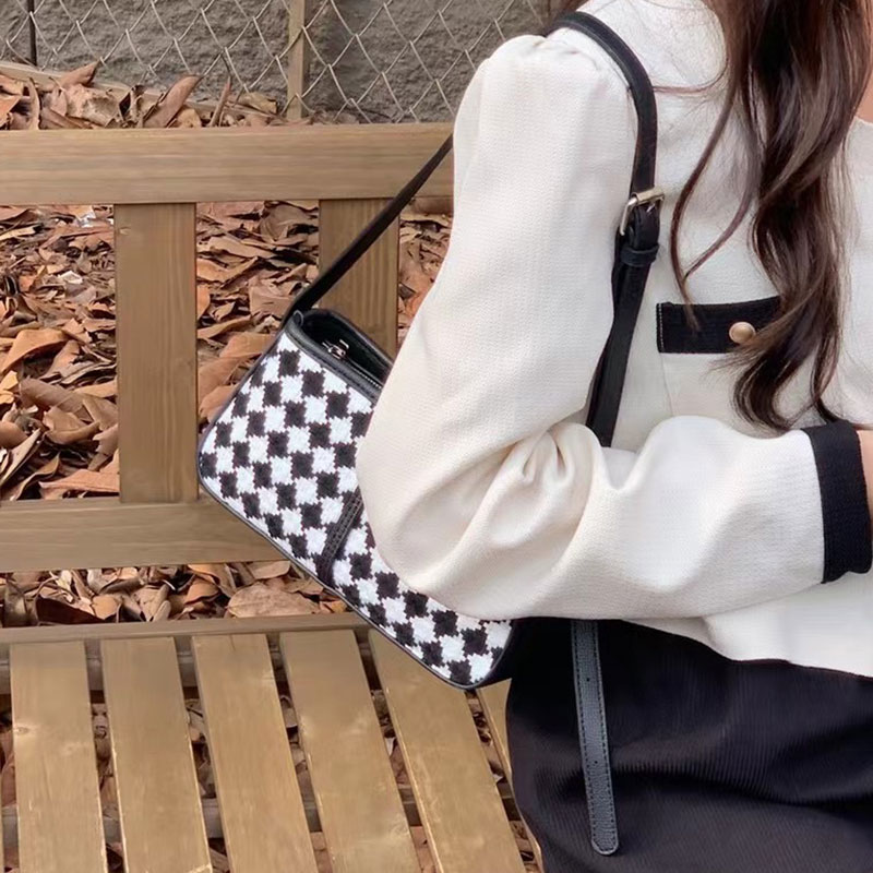 Vkoo Fashion plaid ladies bag