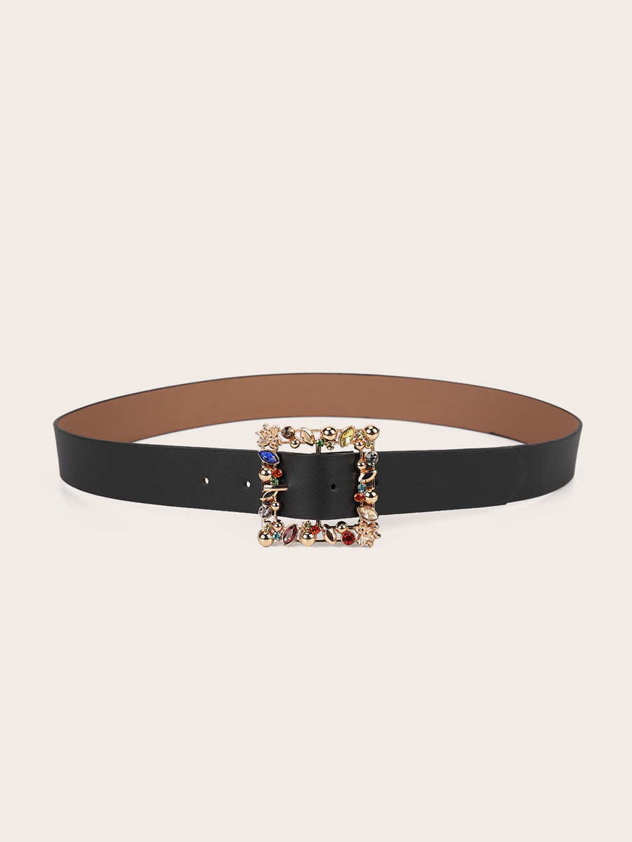 vkoo Leather Gemstone Stretch Belt