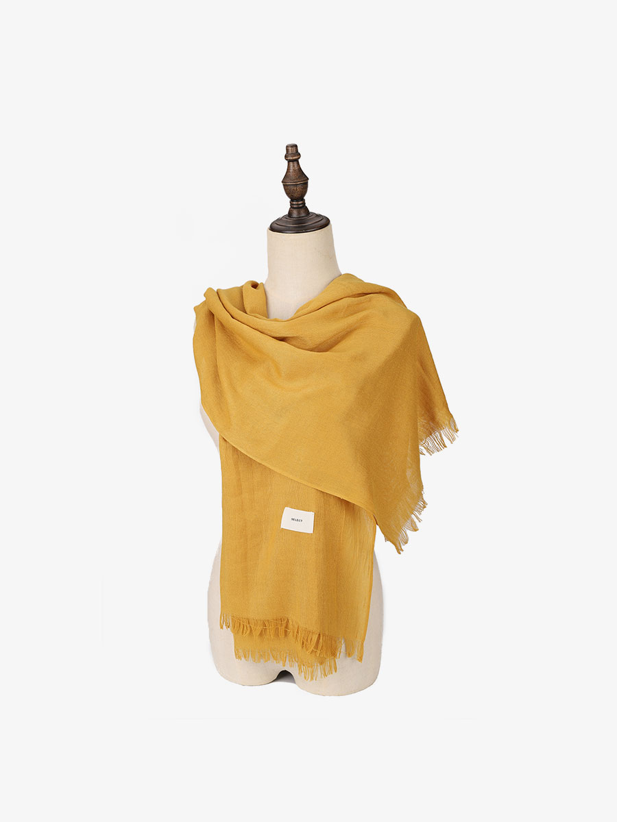 Vkoo Solid color chiffon tassel scarf