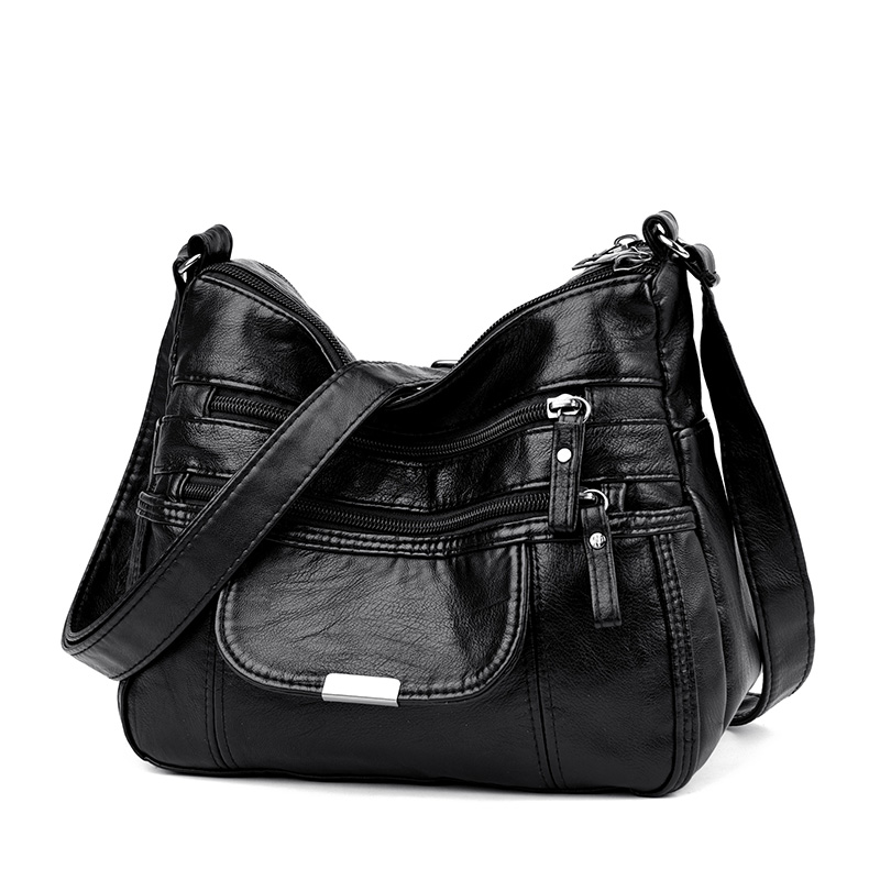 Leather Shoulder Bag Multi Pockets Large Crossbody Bag Women Shoulder Handbag Satchel