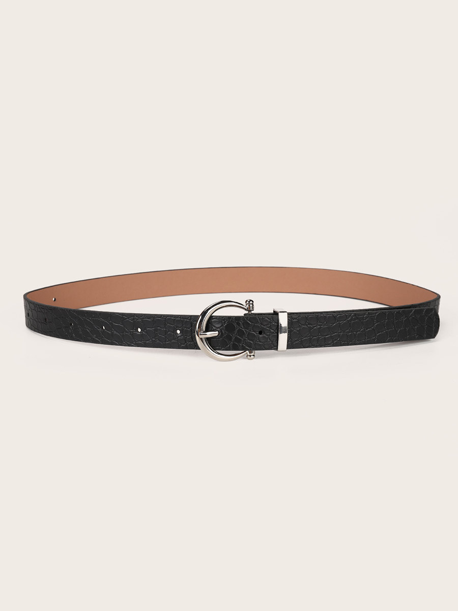 vkoo Simple Rounded Buckle Leather women Belt for jeans