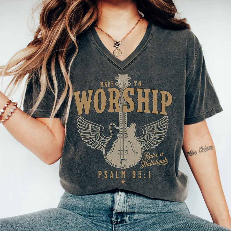 Psalm 95 Faith  V-neck T-shirt