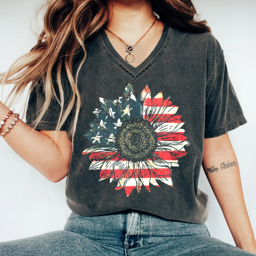 America Sunflower  Comfort Colors T-shirt