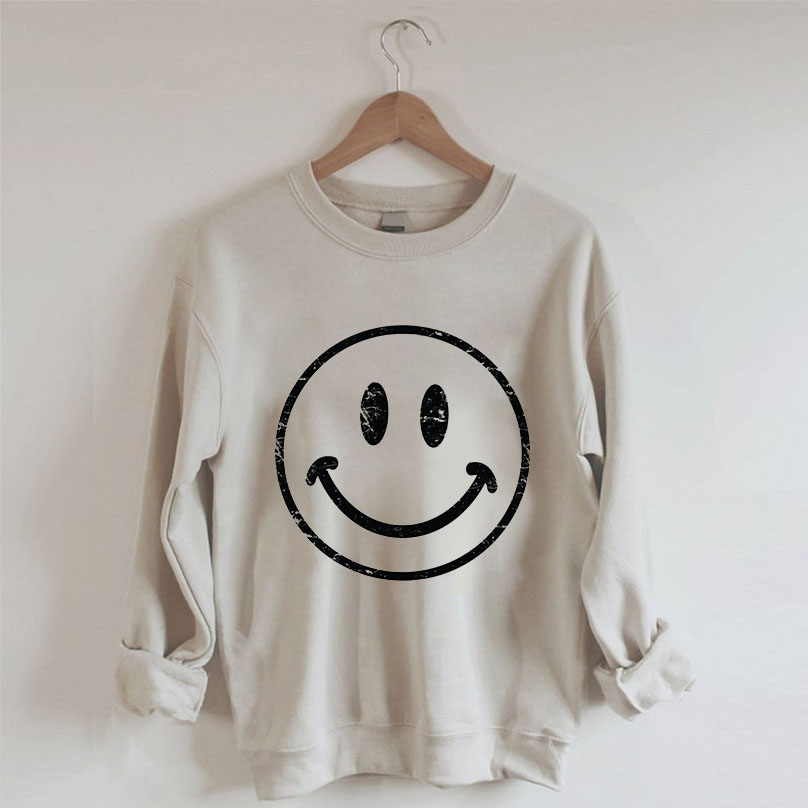 Vintage Look Smile Face Crewneck Sweatshirt