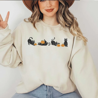 Black Cats on Pumpkin Sweatshirt