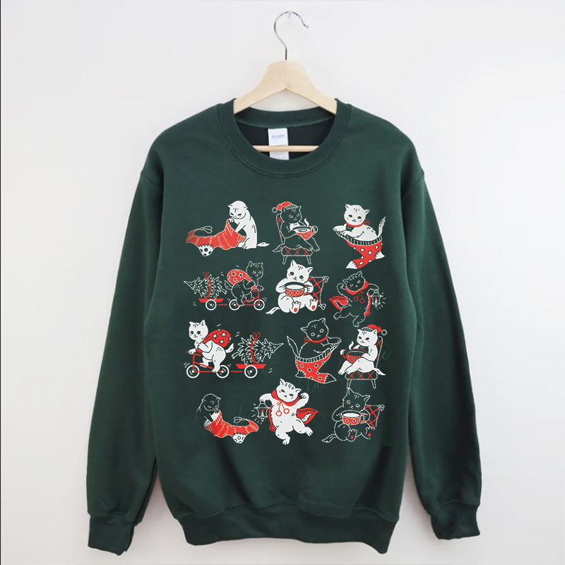 Vintage Kittens Cute Ugly Christmas Sweatshirt