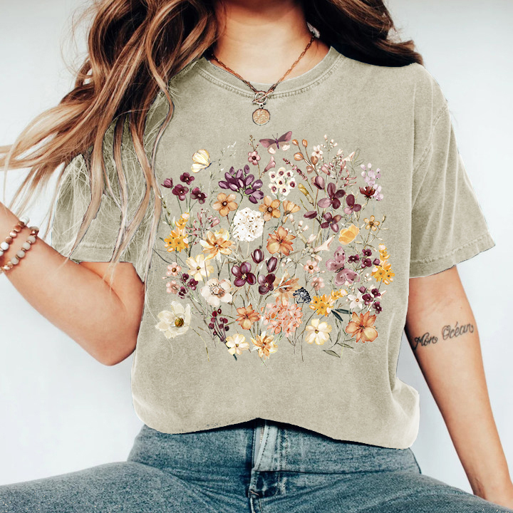 Vintage pressed flower t-shirt