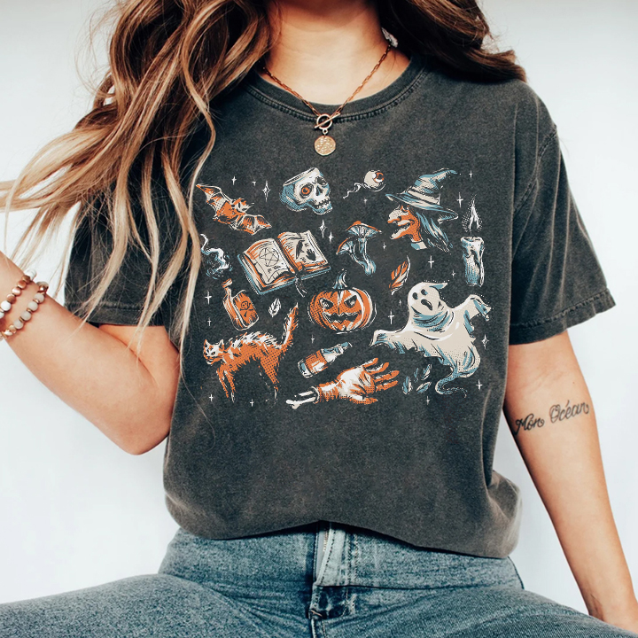 Vintage Halloween doodles T-shirt