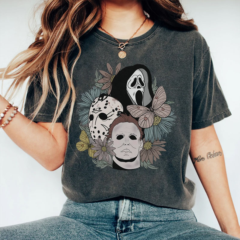 Scream, Jason, Michael Myers, Horror movie Floral shirt