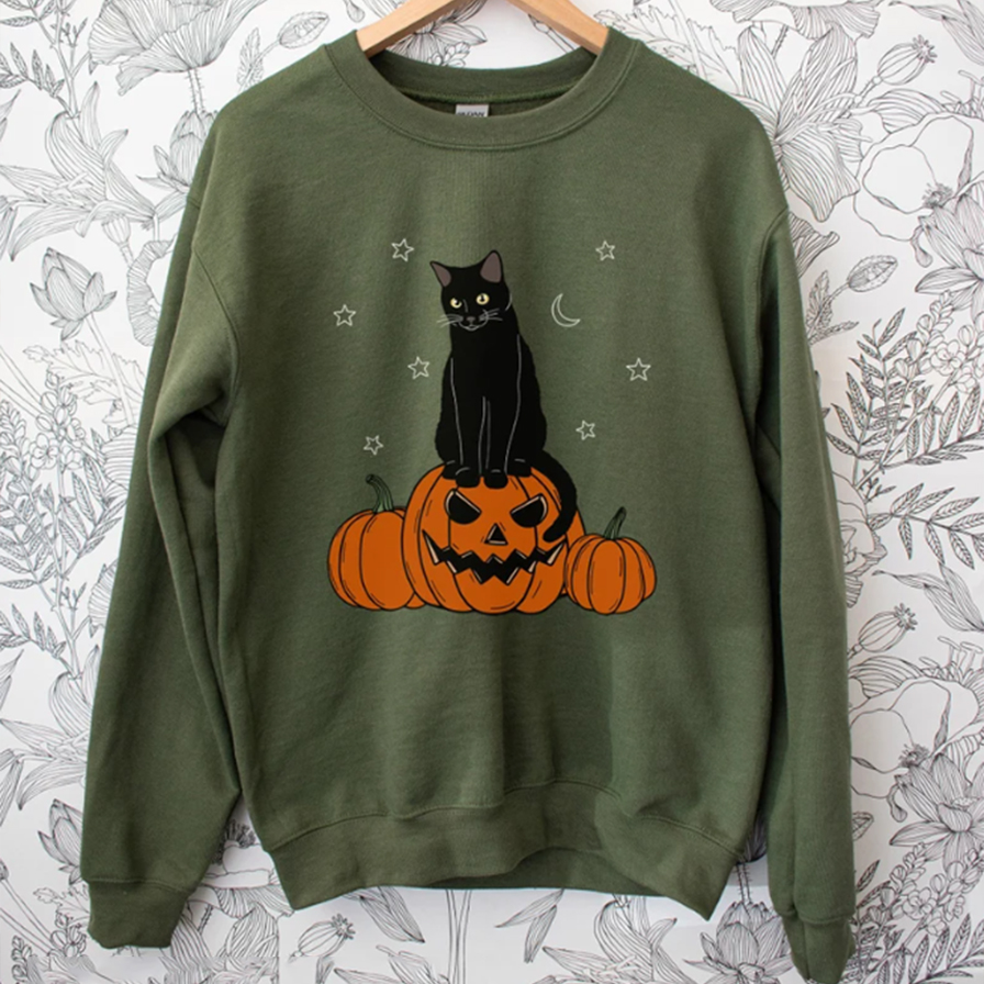 Cat on Pumpkin Sweatshirt