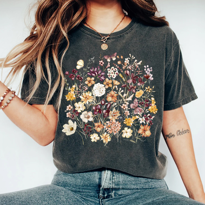 Vintage pressed flower t-shirt