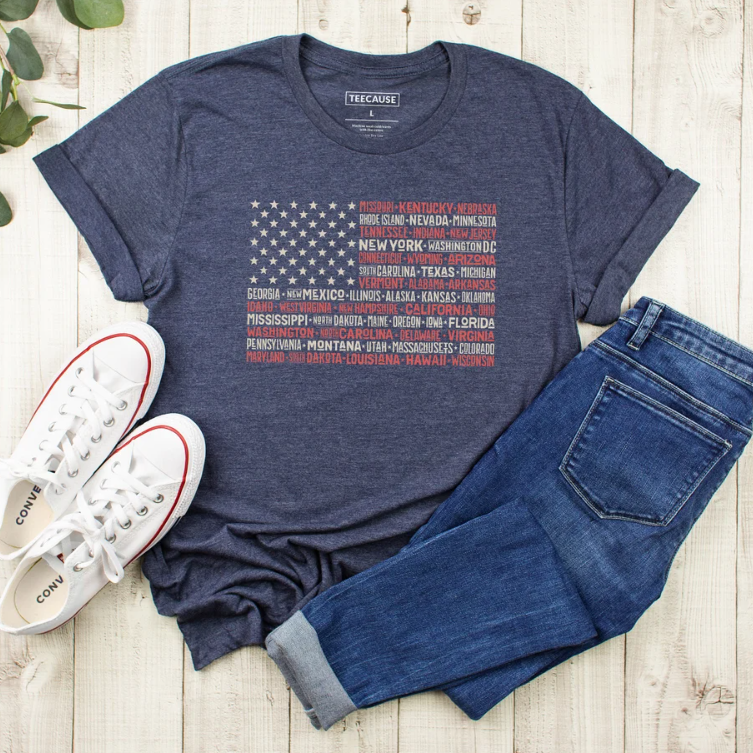 Vintage American Flag Tee with States