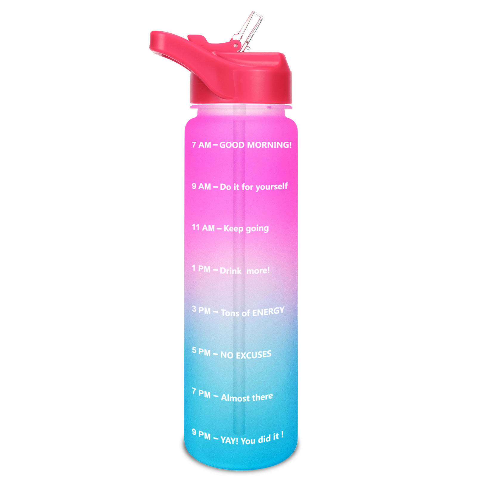 NutriFit Motivational Water Bottle, Pink