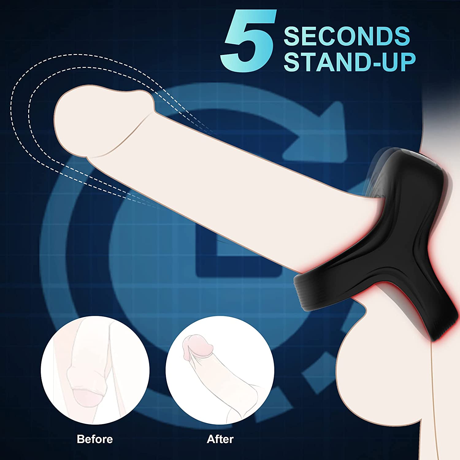 Adjustable male penis ring stimulator, adult couple toy, male sex toy to enhance penis erection.