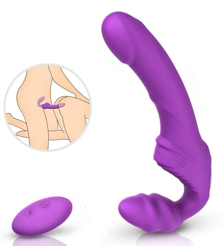 Vibrating Strapless Strap on Dildo Vibrator Sex Toys  Silicone Rechargeable Remote Control Female Clitoris Stimulate(Purple)
