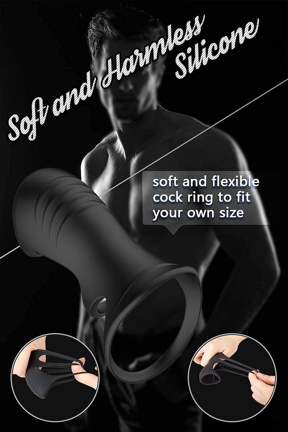 Silicone Dual Penis Ring, Premium Stretchy Longer Harder Stronger Erection Cock Ring Erection Enhancing Sex Toy for Man or Couples Play