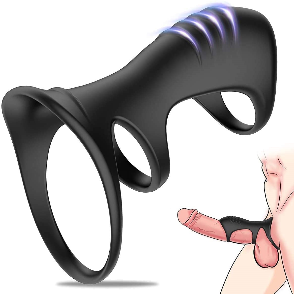 Silicone Dual Penis Ring,Cock Ring Erection Enhancing Sex Toy for Man or Couples Play