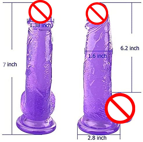 7 Inch Waterproof Personal Purple Realistic Dildo, Soft Reusable Dildo Toy Dildo with Suction Cups for Women Y224-YOOGiGi