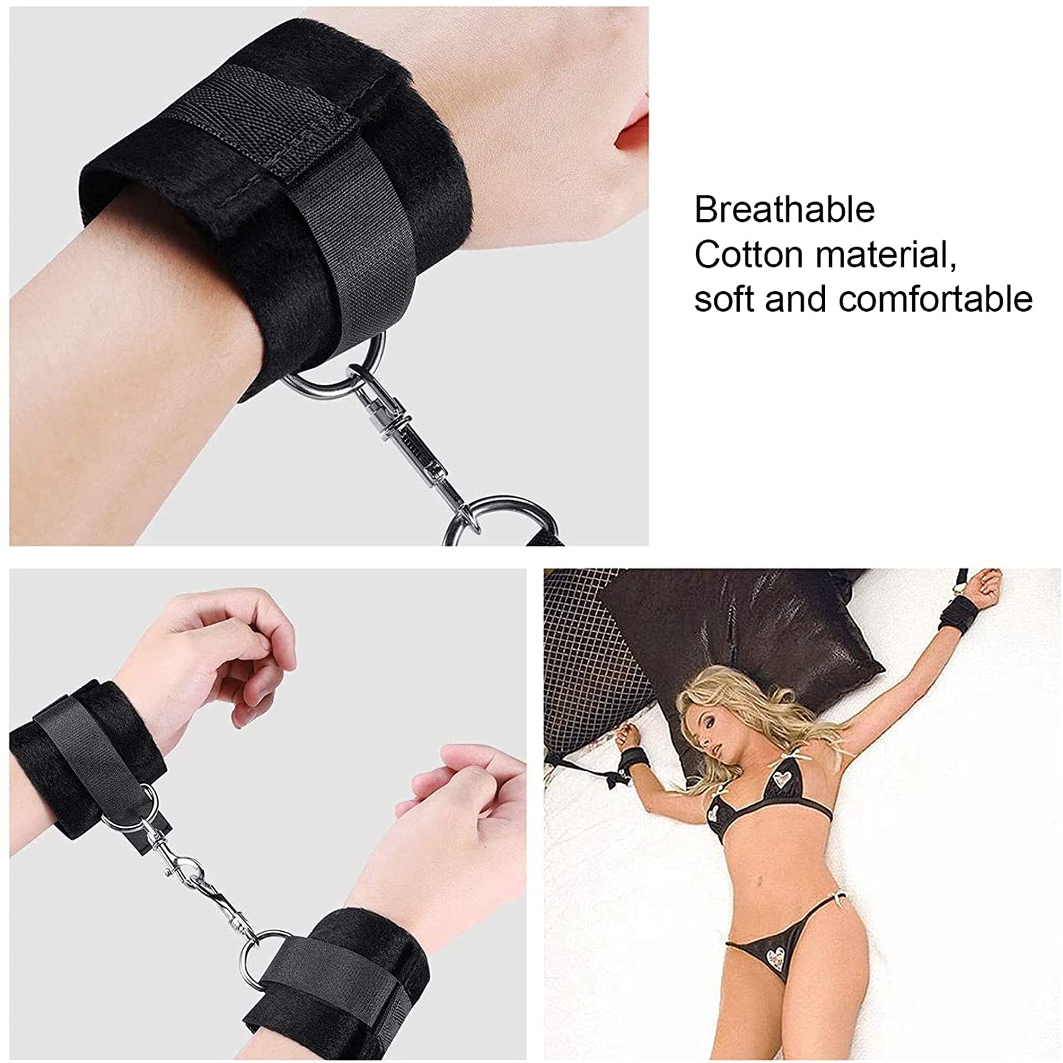 Sex Bondage BDSM Kit  Restraints Set Sex Toys with Hand Cuffs Ankle Cuff Bondage Collection