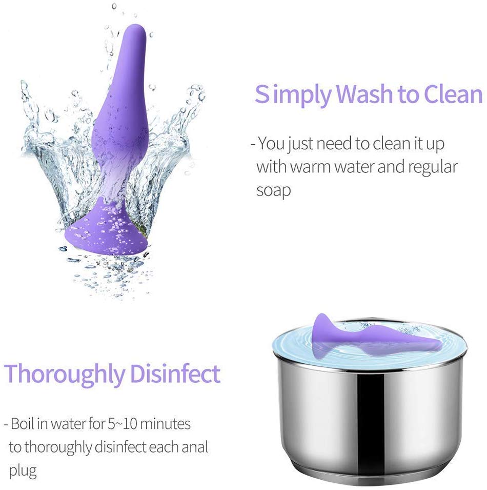 Butt Plug Trainer Silicone Anal Plug Beginners Starter Set for Women and Men 4 Piece Set