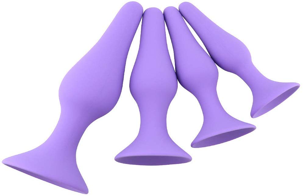 Butt Plug Trainer Silicone Anal Plug Beginners Starter Set for Women and Men 4 Piece Set